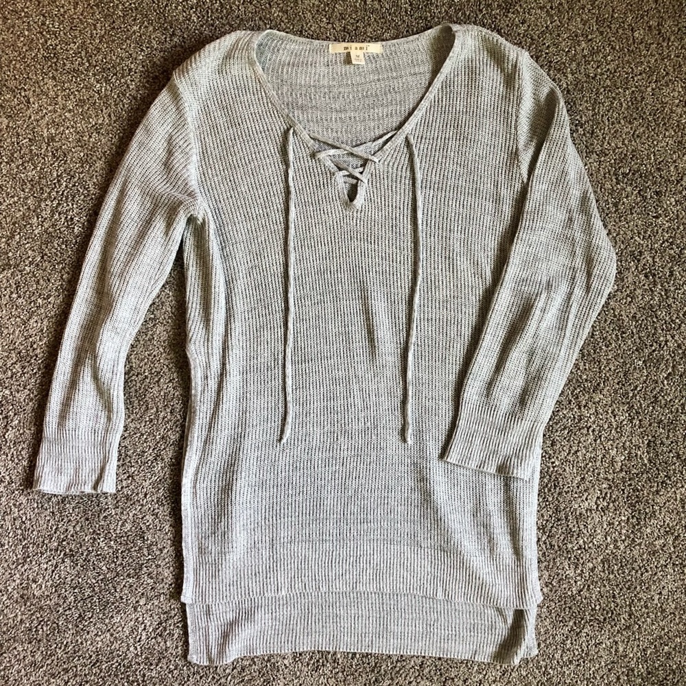 Gray sweater with side slits